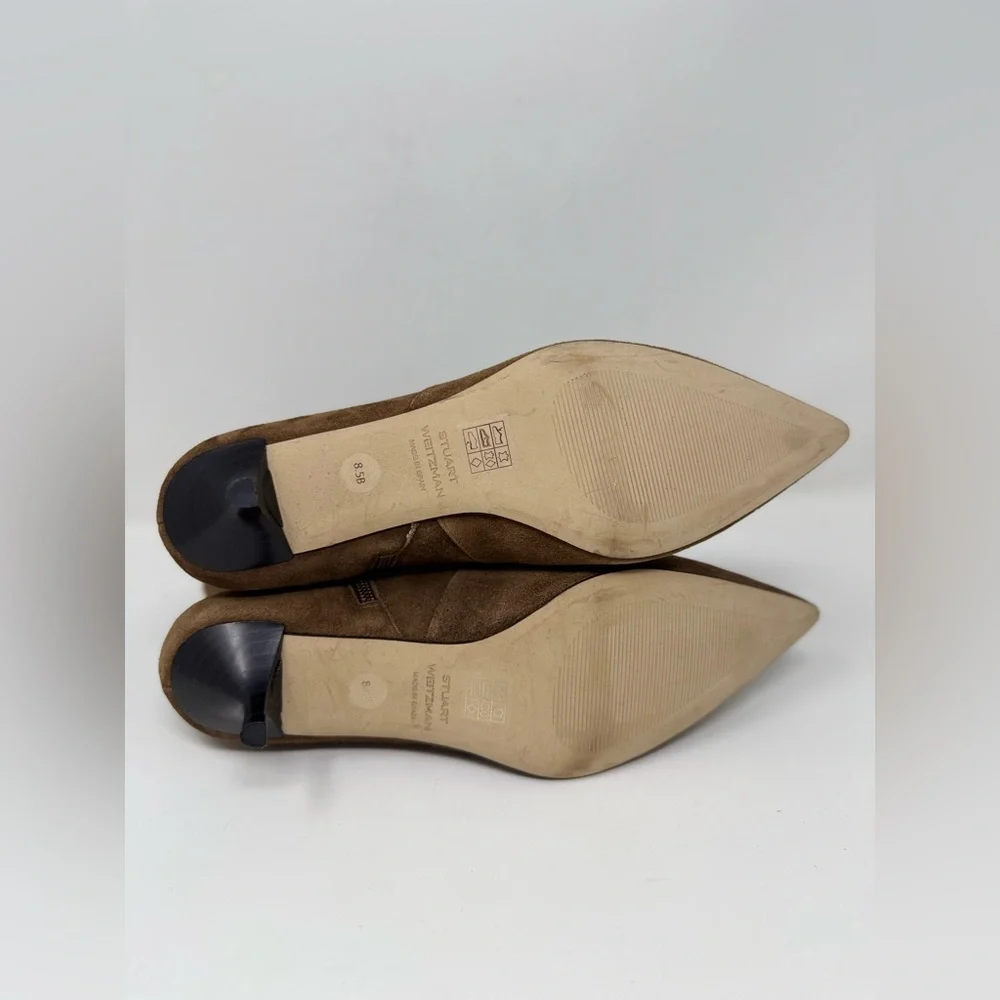 New Stuart Weitzman Mara Zip Suede Bootie Espresso Sz 8.5